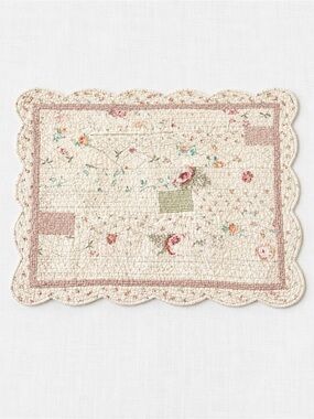 Vintage Cottagecore Floral Quilted Euro/Queen Pillow Sham